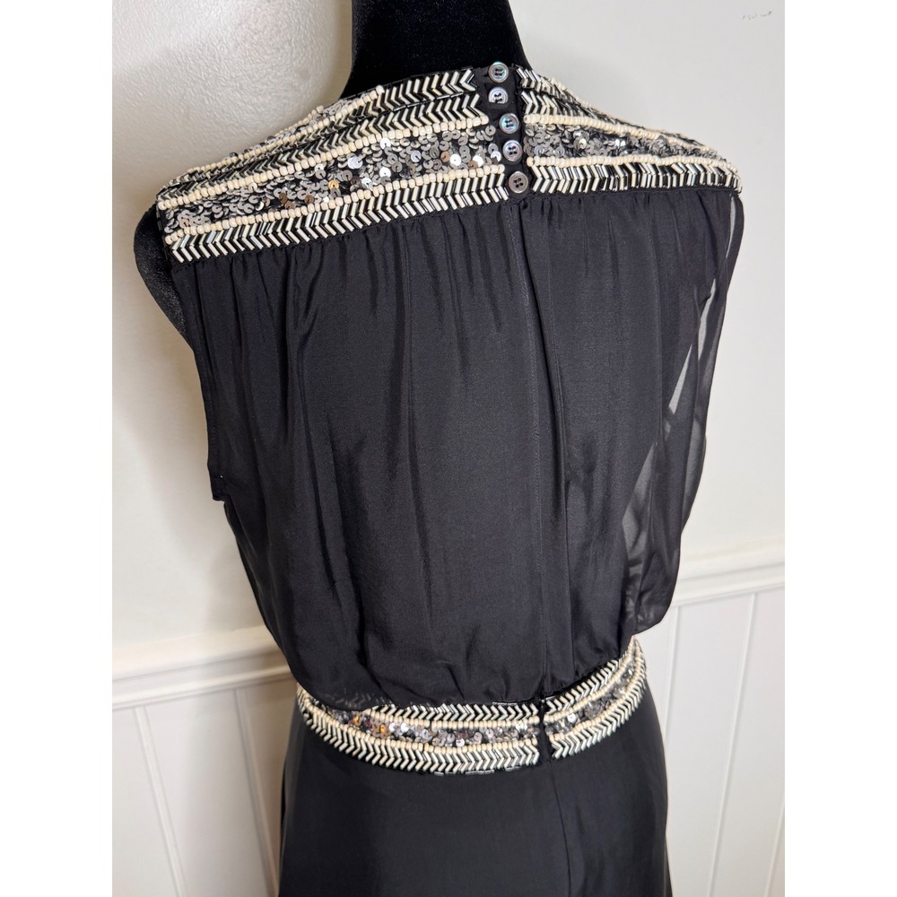 Haute Hippie Jumpsuit 4 Black Silk Beaded Wide Leg Boho Luxe Y2K Formal Glam - Picture 10 of 14